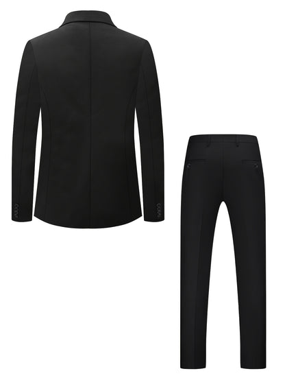 Men's Polyester Suit Set with Jacket & Trousers for Business Casual
