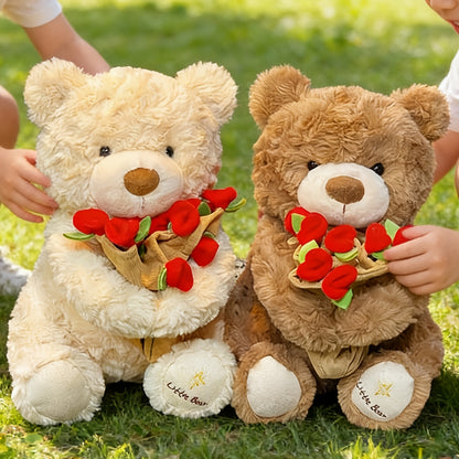 29.97 սմ սիրուն փափուկ արջուկ գլխարկով և վարդով - փափուկ / խաղալիք խաղալիք, հարմար է Սուրբ Ծննդյան, նվերների,, գրկախառնվող ուղեկից քնելու և զարդարելու համար