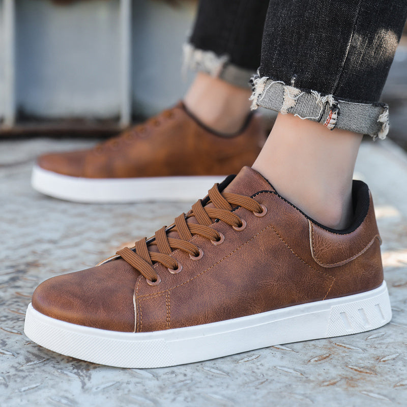 Men's Low-Top PU Sneakers with Cushioned PVC Sole - Minimalist Style