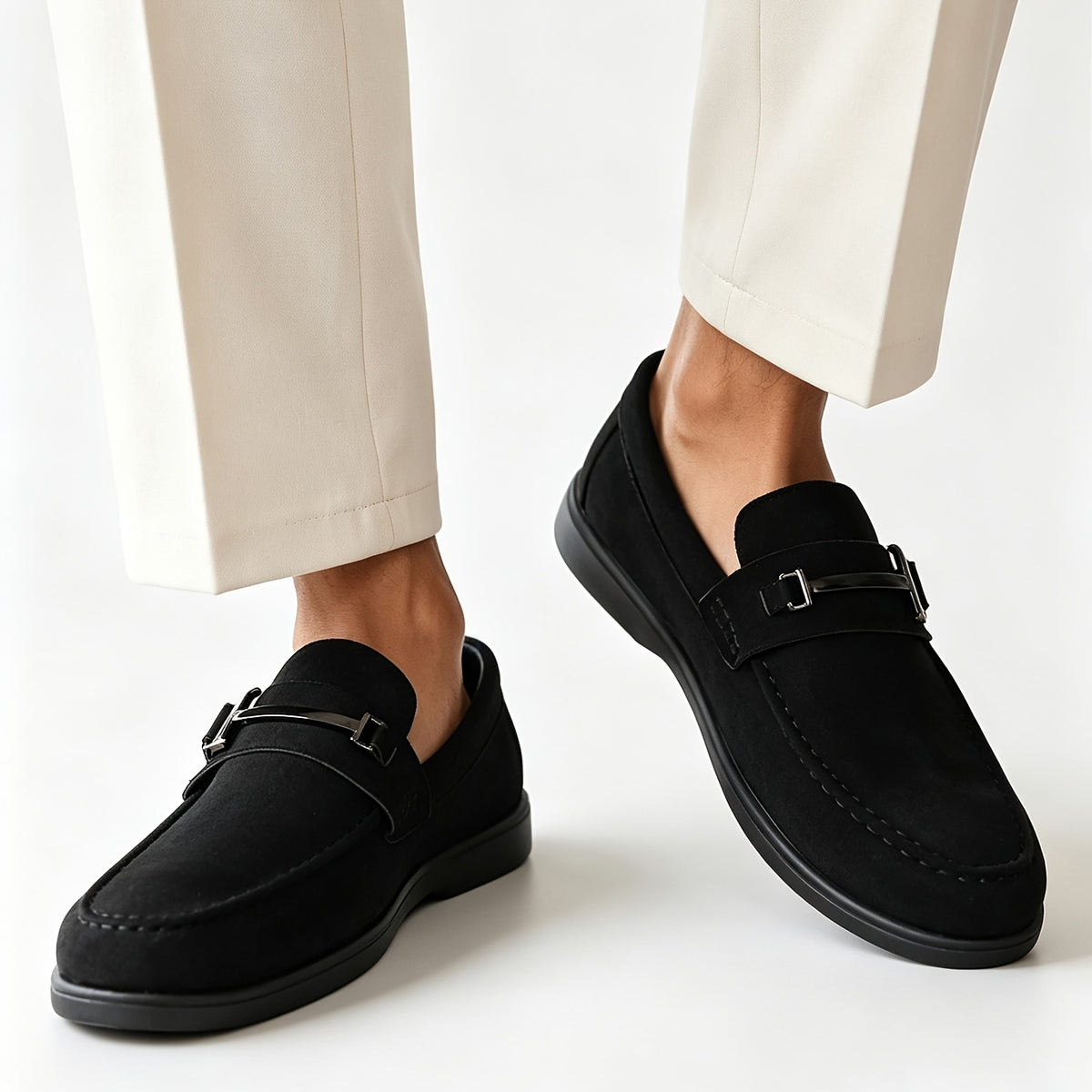 Men's Slip-On Casual Loafers Stylish Fabric Business Shoes