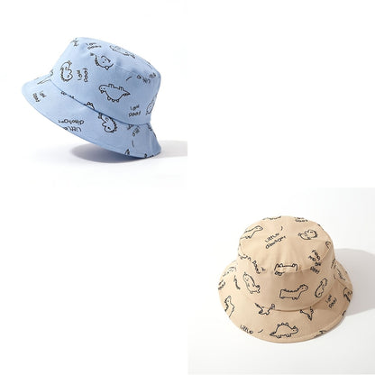 2pcs Breathable Cartoon Dinosaur Baby Bucket Hats for Boys & Girls