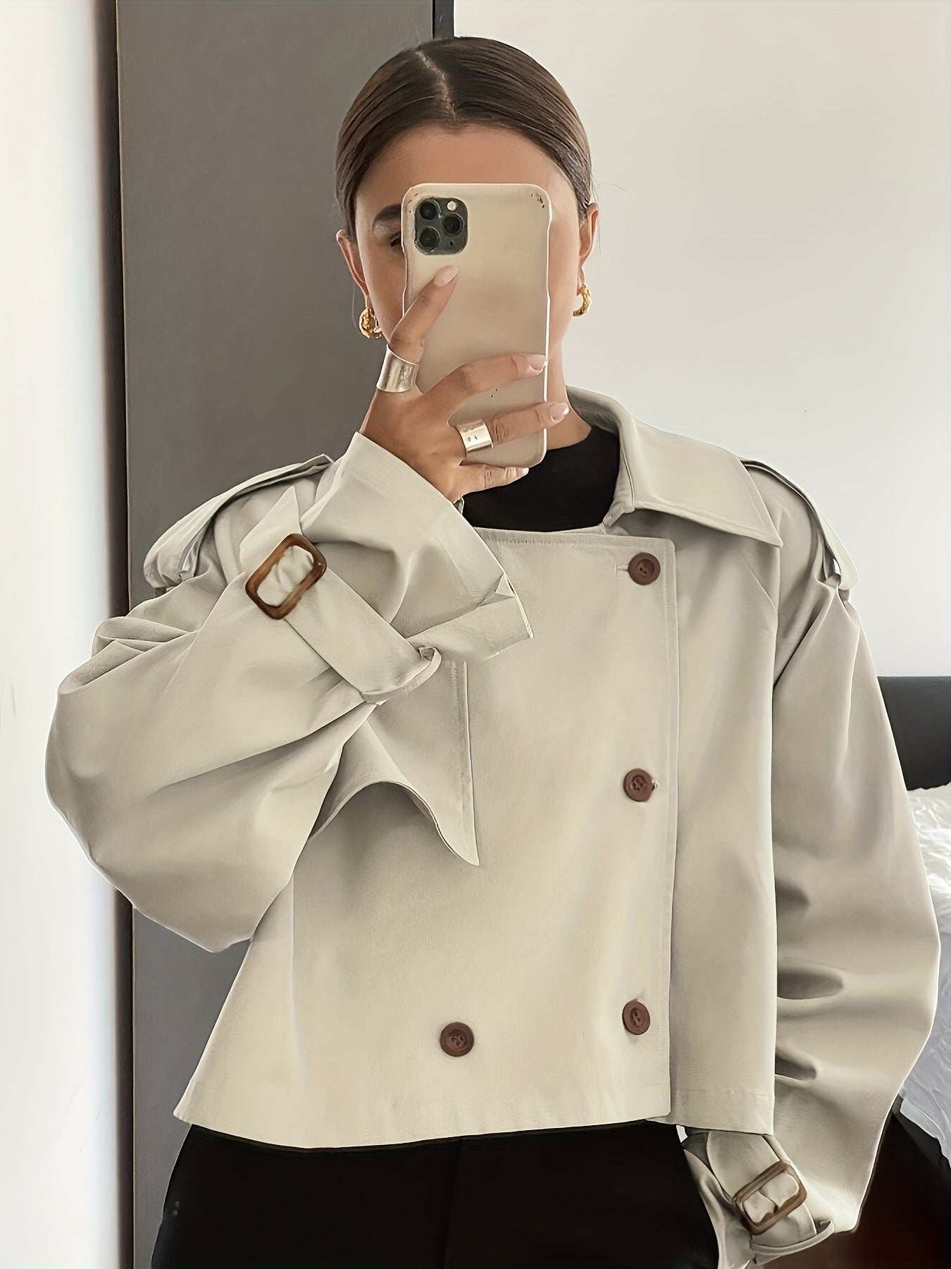 Կանացի գարուն/աշուն միագույն, պարզ, ազատ, առօրյա, կարճ, երկար թևքերով տրենչ-բաճկոն