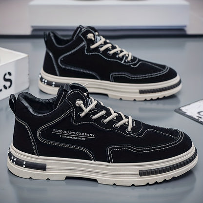 Men's All-Season Work Shoes - Anti-Slip, Durable, Breathable Low-Top Lace-Up Sneakers in Black with PU Upper & PVC Sole, Perfect for Casual & Outdoor Activities