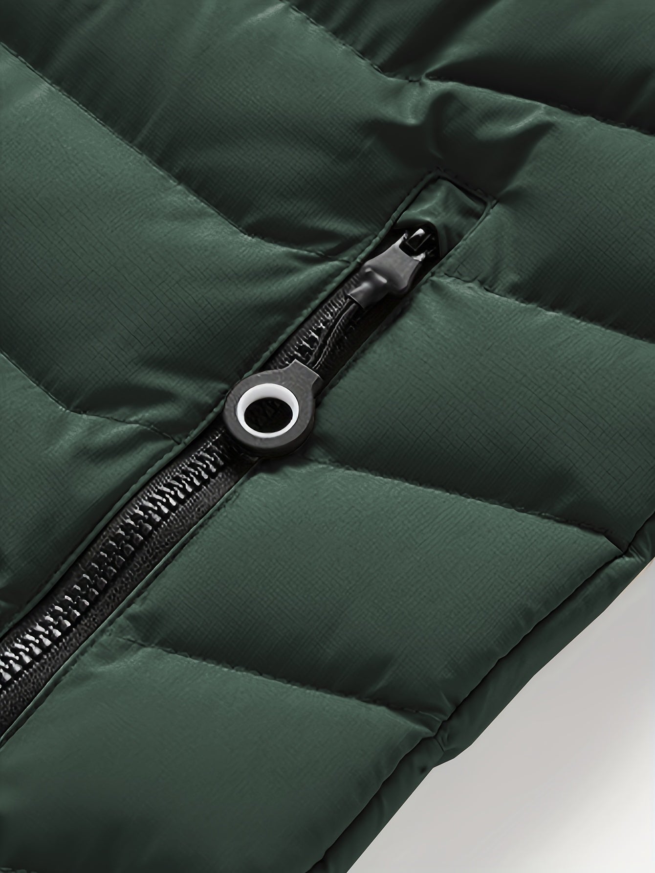 Men'S Winter Jacket with Detachable Hood - Black & Green Color Block, Zip-Up Casual Coat, Long Sleeve, Polyester Lining, Pockets, Regular Fit for Fall/Winter Outdoor Wear, Winter Coat, Fall Outerwear, Trendy Winter Jacket, Du