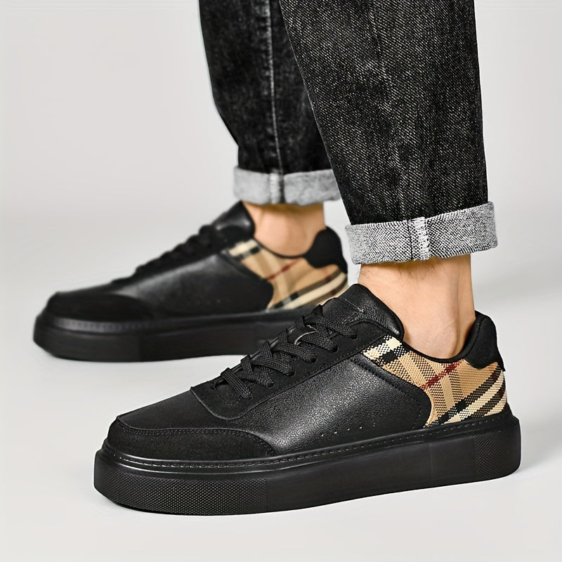 Men's Fashionable Street Sneakers - Comfortable & Non-Slip for City Exploration & Outdoor Activities - Robust Lace-Up Skate Shoes Suitable for Casual Attire