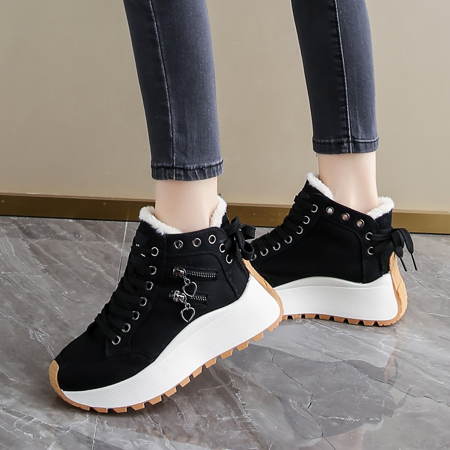Women'S Winter Boots with Plush Lining - Thickened Warm Snow Boots, Lace-Up Closure, Non-Slip PVC Sole - Elegant Cold Weather Shoes for Everyday & Formal Outfits - Easy-Clean Fabric Upper - Available in Blue, Black, Brown, Re
