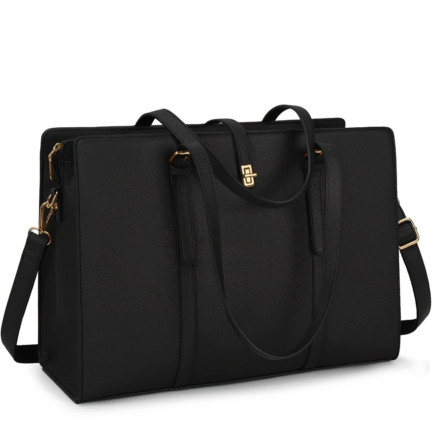 Women's 15.6-Inch Faux Leather Laptop Bag Elegant Business Tote