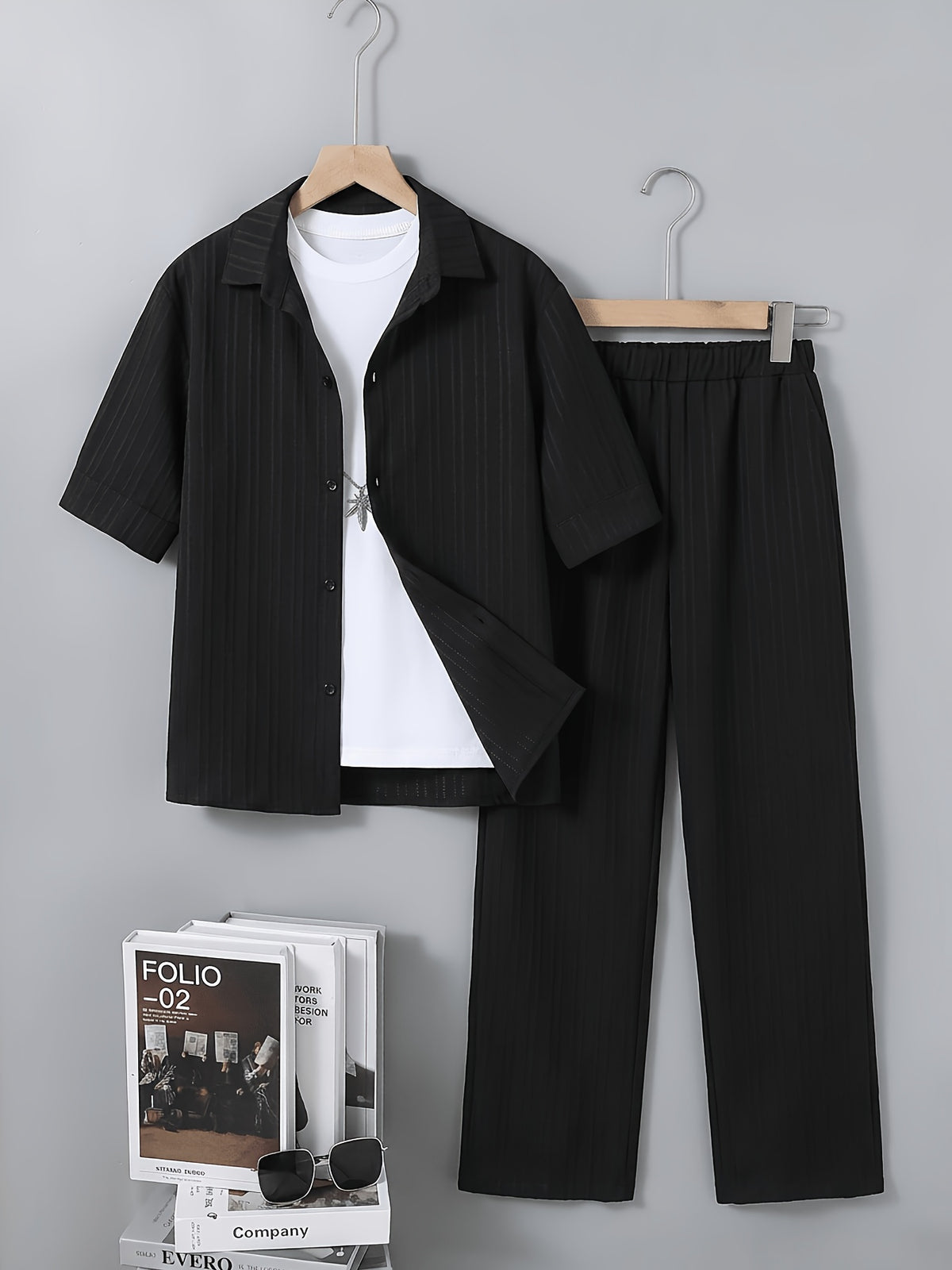 Boys' Preppy Long Pants Set for Spring Summer Fall - ayq