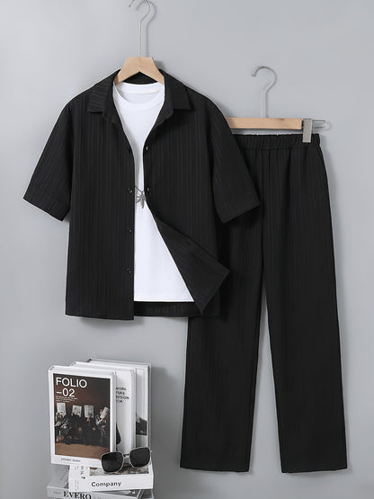 Boys' Preppy Long Pants Set for Spring Summer Fall - ayq
