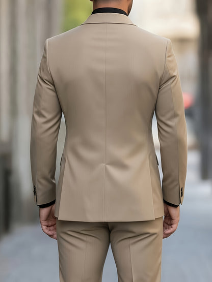 Men's Classic Two-Piece Polyester Suit Set for Formal Wear
