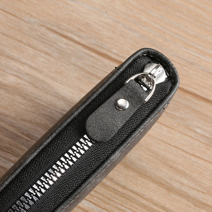 Men's Zipper Short Wallet, Multi-card Card Holder, PU Leather Bifold Wallet Money Clip With Coin Pocket, Gift For Men