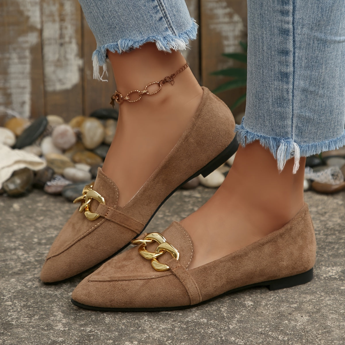 Women's Pointed Toe Slip-On Penny Loafers - Lightweight Fabric Flats