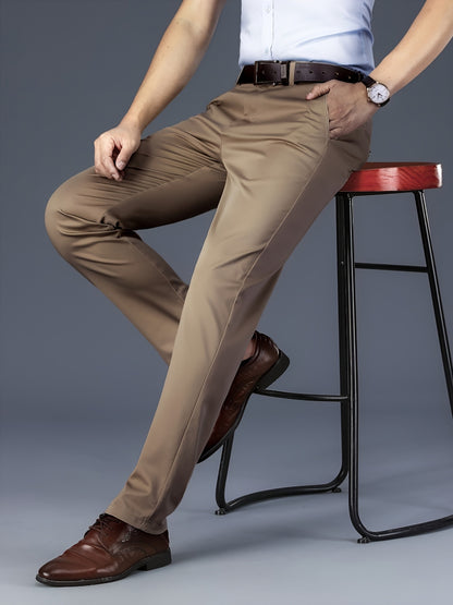 New Casual Formal Pants for Men in Four Seasons, Featuring a Business Style with Trendy Long Trousers. Fashionable And Versatile Men'S Elastic Dress Pants with a Comfortable Classic Design for Casual Wear.