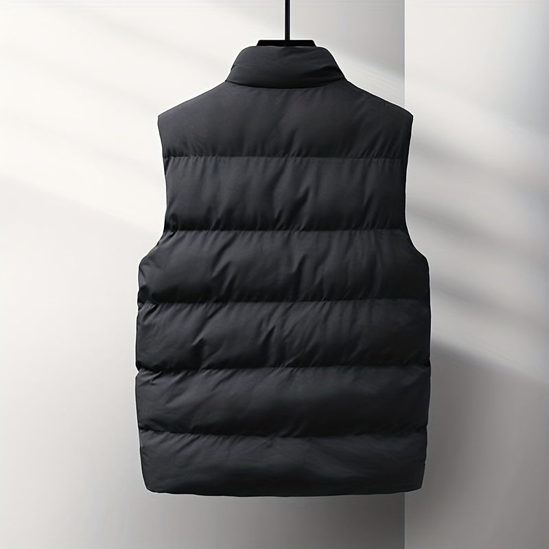 Men's Solid Color Stand Collar Jacket, Thin Lightweight Stylish Long Sleeve Coat Winter And Autumn Outdoor Clothes - ayq