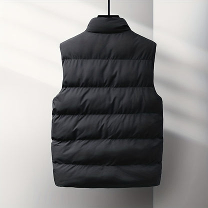 Men's Solid Color Stand Collar Jacket, Thin Lightweight Stylish Long Sleeve Coat Winter And Autumn Outdoor Clothes - ayq