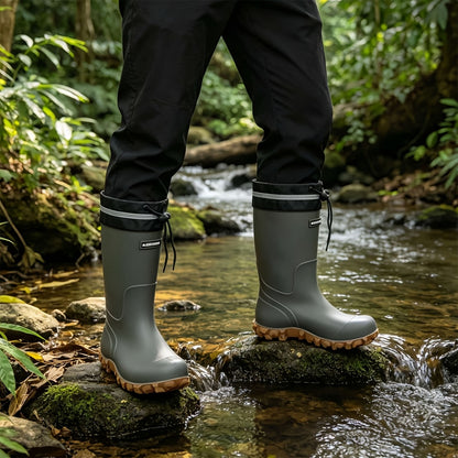 Waterproof PVC Rain Boots with Spare Insole and Anti-Slip Sole
