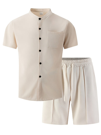 Men's Summer Waffle Knit 3-in-1 Set with Shorts and Pants