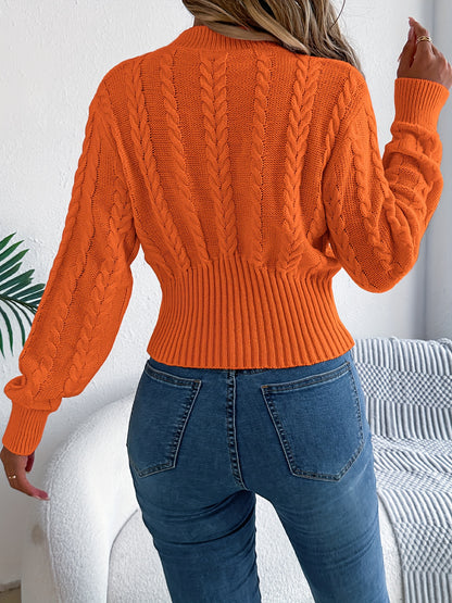Autumn and Winter Casual Vacation Round Neck Sweater | Long Sleeved Solid Color Women'S Pullover, Medium Stretch Fabric, Regular Fit