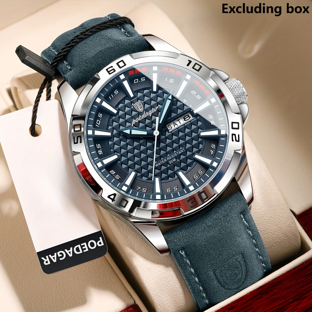 POEDAGAR Men's Casual Quartz Watch with Date & Waterproof