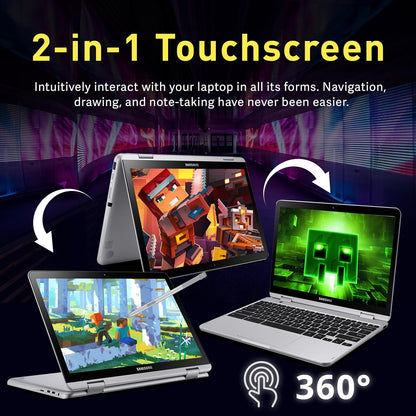 SAMSUNG 12.2" FHD 2-In-1 Touchscreen Chromebook plus Laptop for Business&Students, Intel Dual-Core, 4GB RAM, 224GB Storage(64Gb Emmc+160Gb Docking Station Set), Stylus Pen, Wireless Mouse, Silver