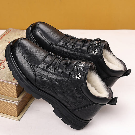 Men's Outdoor Casual Shoes, Comfortable Lace-up Design, Wear-Resistant and Non-Slip Lug Sole, Suitable for Winter Hiking and Daily Casual Occasions, Classic High-Top Work Boots