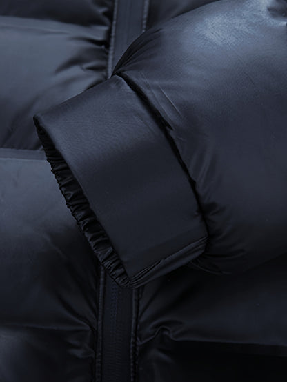 Men'S Heavyweight Winter Jacket - Thermal Insulated Coat with Zipper Closure, Slim Fit Formal & Casual Outerwear in Dark Green/Blue, Polyester-Lined Cold Weather Jacket for Everyday & Special Occasions, Winter Coats, Seasonal