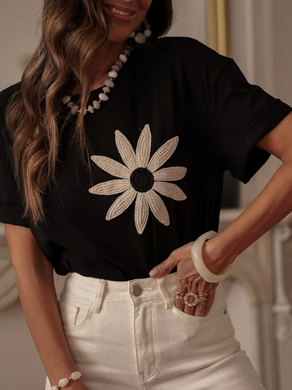 Elegant And Stylish Black Floral T-Shirt