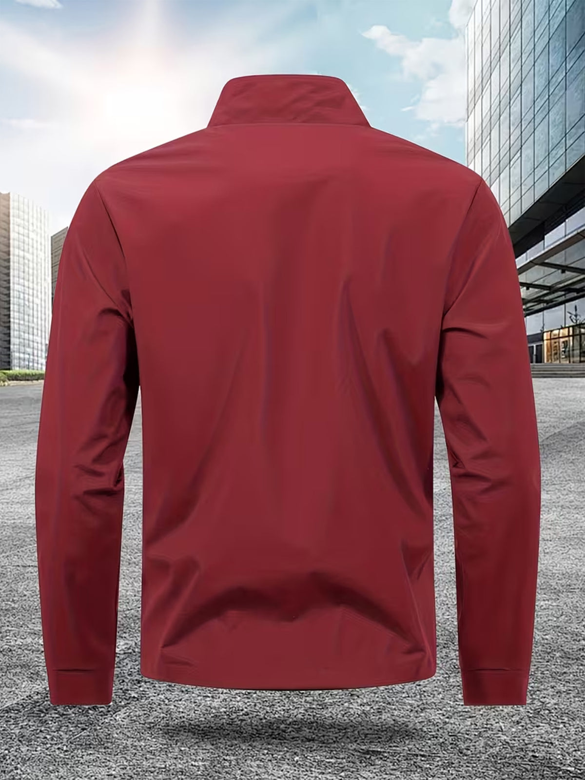 Men’s Casual Windbreaker Jacket with Zipper and Pockets
