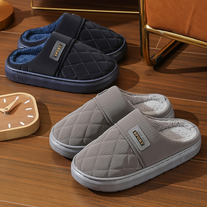 Men's Winter Oversized Slippers with Plush Lining & EVA Sole
