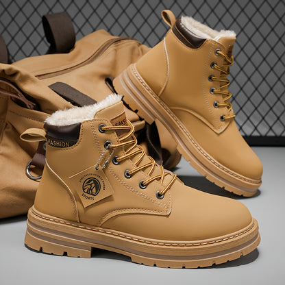 A Pair of Fashionable Men's Boots, Outdoor Warm, Sports Casual Trendy Versatile Shoes for Man