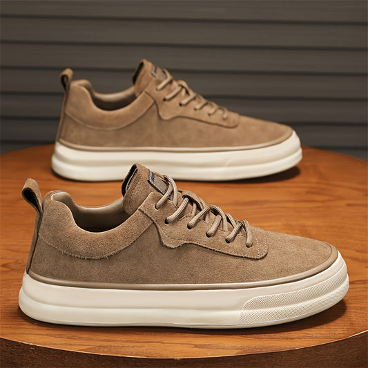 1 Pair Men'S Solid Color Preppy Casual Sneakers - Low Top Lace-Up Sports Shoes for Outdoor Activities, Hiking, Running - Durable PVC Sole, EVA Insole, Fabric Upper & Inner - Round Toe Platform Shoes for Spring/Summer/Fall