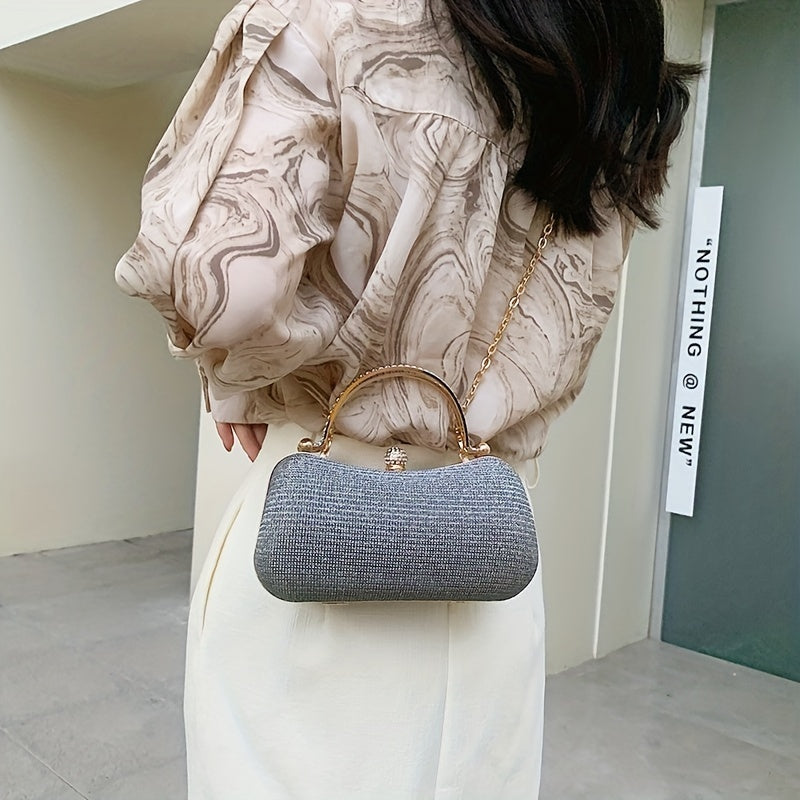 Փայլուն Rhinestone կանացի երեկոյան պայուսակ, փայլուն խաչաձև շղթայով ձեռքի պայուսակ, ճիրանային դրամապանակ երեկույթների և ընթրիքների համար