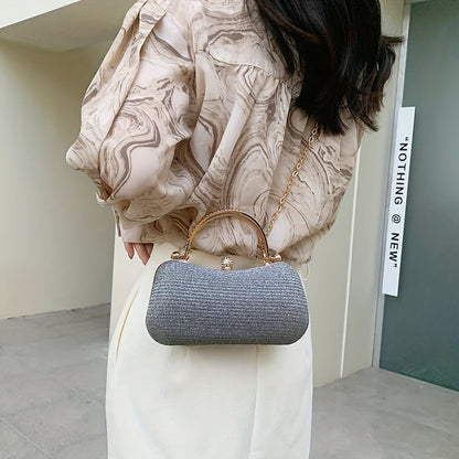 Փայլուն Rhinestone կանացի երեկոյան պայուսակ, փայլուն խաչաձև շղթայով ձեռքի պայուսակ, ճիրանային դրամապանակ երեկույթների և ընթրիքների համար