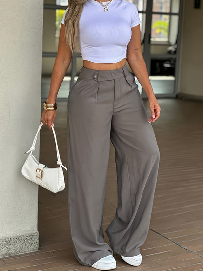 Women's Casual High-Waist Straight-Leg Trousers for Spring Summer