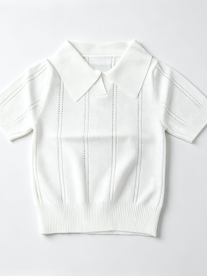 Boys Summer Polo Collar Knit Shirt Breathable Ice Fiber