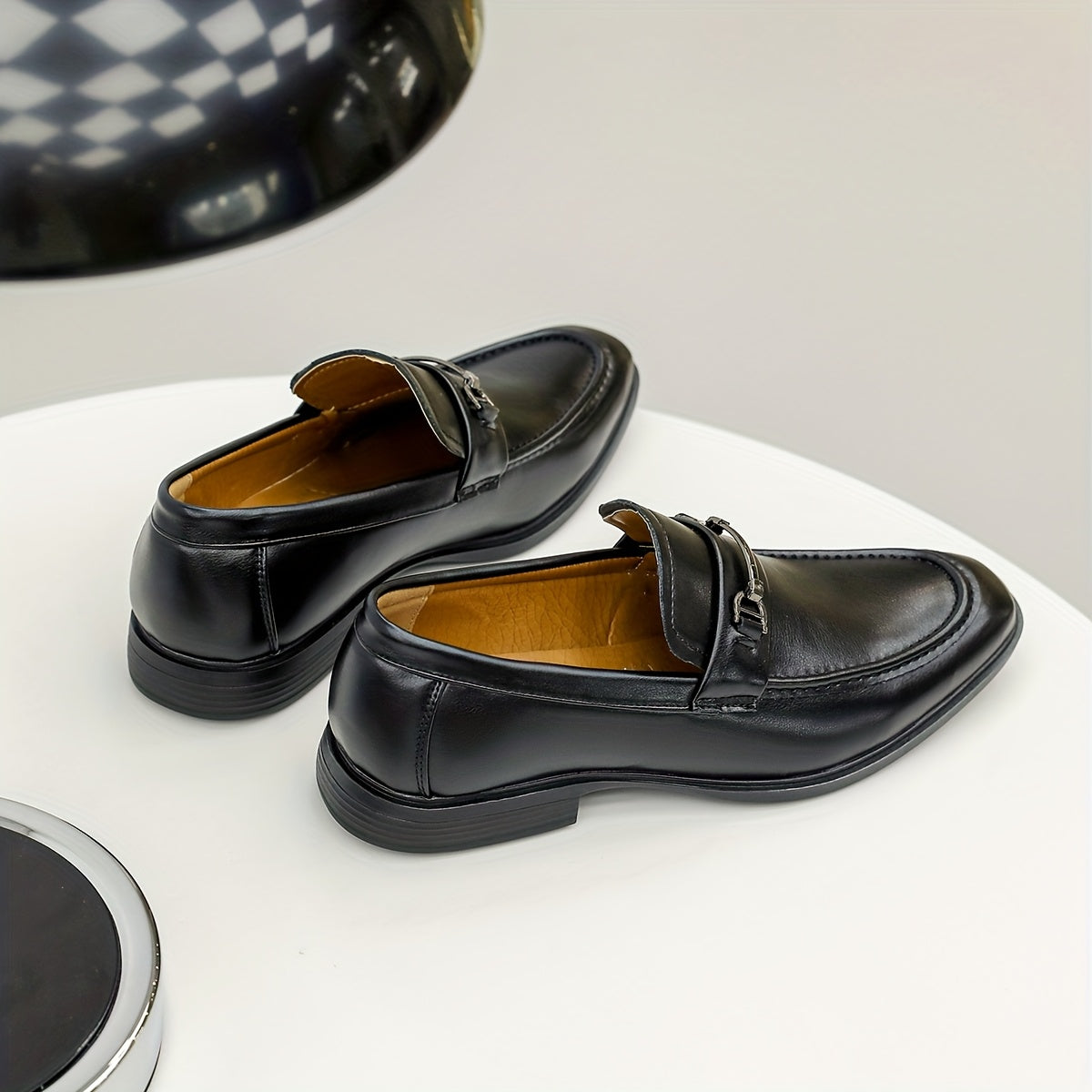 Men's Classic Metal Buckle Slip-On Loafers for All Seasons