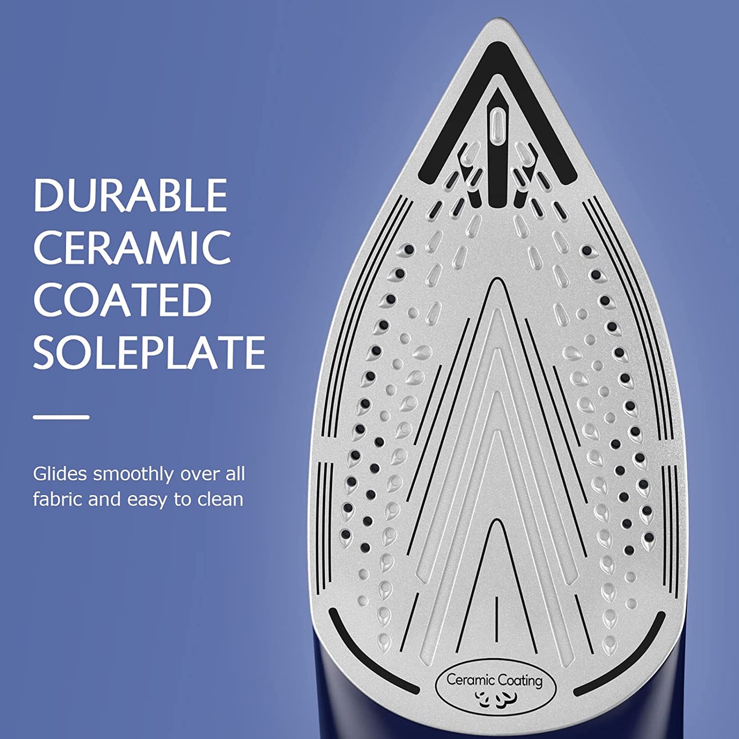 BEAUTURAL Steam Iron for Clothes with Precision Thermostat Dial, Ceramic Coated Soleplate, 3-Way Auto-Off, Self-Cleaning, Anti-Calcium, Anti-Drip Blue