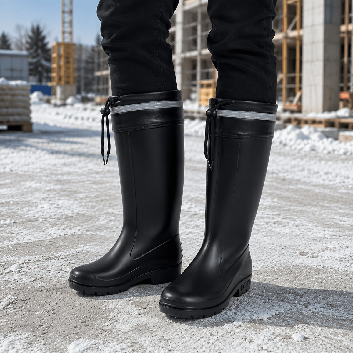 All-Season Tall Waterproof Rain Boots with Fleece Lining