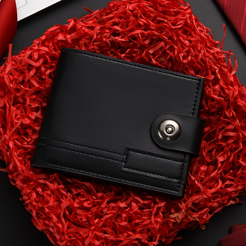 Men's & Unisex Compact Wallet with Snap & Clip Closure - PU Short Billfold, Cash/Credit Card Holder & ID for Travel, Everyday Carry - Minimalist Money Clip for -the- (No-Wash Care)