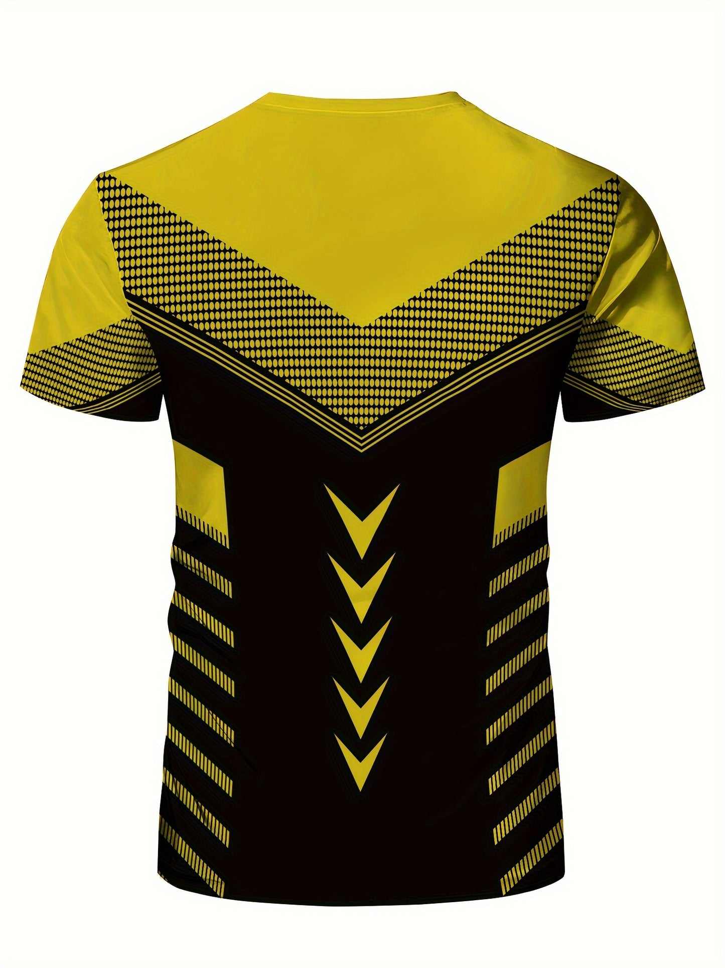 Men'S Geometric-Pattern Sports T-Shirt, Polyester Blend, Crew Neck, High Stretch, Short Sleeve, Quick-Dry, Tear-Resistant, Knit Fabric, Skinny Fit, with 3D Heat Sublimation for Running, Yoga, Training, Hiking, Casual & Athlet