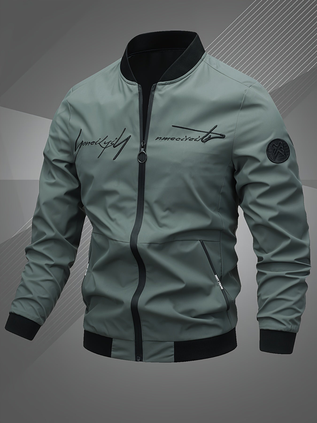 Տղամարդկանց Letter Embroidered Casual Bomber Jacket Gifts Best Sellers