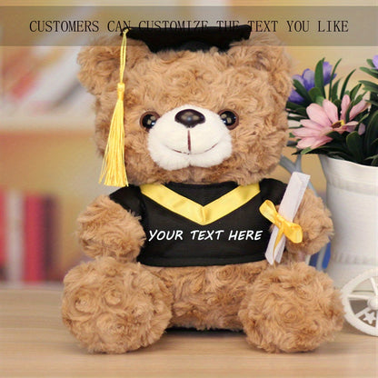 {Personalization} Graduation Bear Doll, Master's and Doctor's Bear Plush Toy, Bachelor's Suit Doll with Printed Logo, Graduation Season Gift, Gift for Classmates, Friends and School