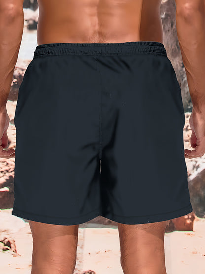 Men'S Summer Beach Shorts - Casual Printed Pants with Elasticity, Polyester Knit Fabric, Regular Fit