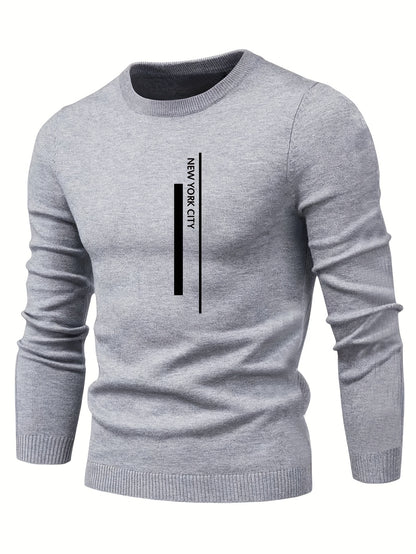 2023 New Cross-border Autumn and Winter Men's Round Neck Random Print Round Neck Knitted Sweater