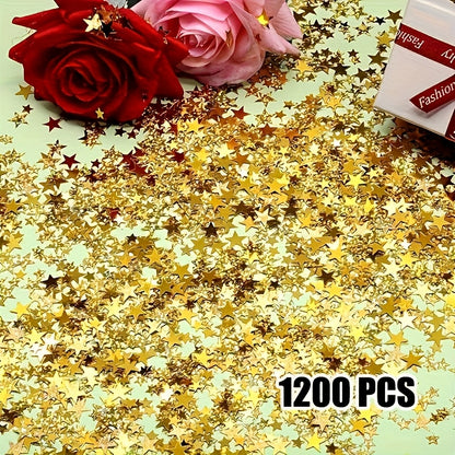 1200/2800pcs Sparkling Star-Shaped Confetti - Golden & Rose Golden Plastic Party Decorations for Halloween, Christmas, Weddings, Birthdays, Graduations, and Holiday Celebrations, Festive Table Decorations, Celebration Accesso
