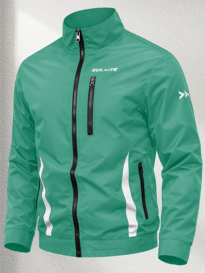 Unisex Casual Sport Bomber Jacket with Stand Collar for Spring-Fall