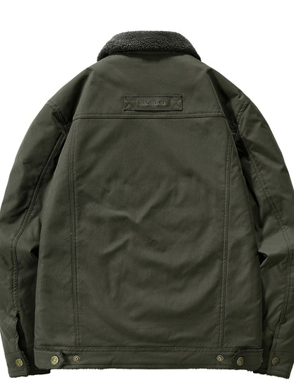 Տղամարդկանց բարձրակարգ, նորաձև, առօրյա, բազմակողմանի, բրդյա ծածկույթով, հաստ, քամուց պաշտպանող, տաք, գլխարկով ձմեռային բաճկոն