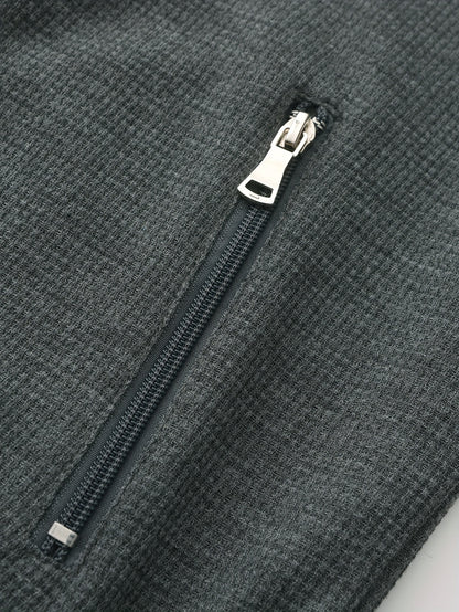 1pc Men'S Casual Polyester Zip-Up Jacket with Lapel Collar, Solid Color, Slight Stretch, Woven Fabric, Regular Fit, No Lining - Spring/Fall Outerwear