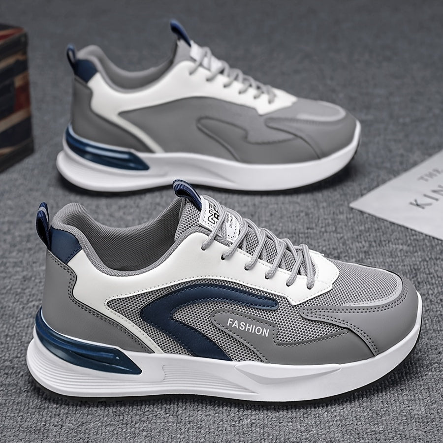 Men's Thick-Soled Casual Sneakers with Lace-Up Design