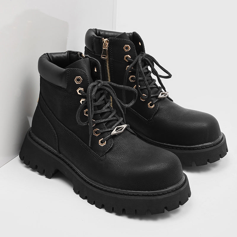 Men's British-Style Premium Riding Short Lace-Up Boots